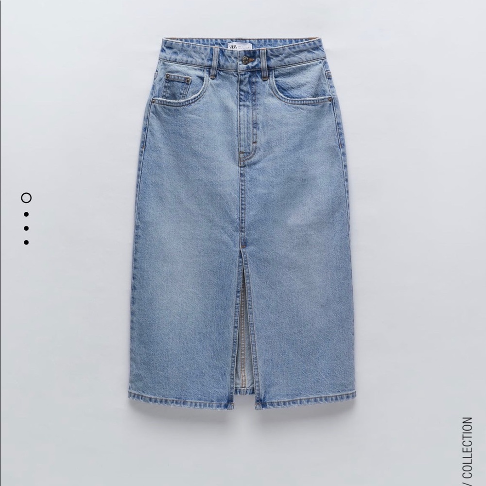 Zara denim midi skirt